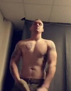 Marine Undressing And Touching Cock After PT