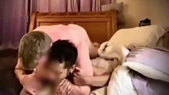 Sweaty Blonde Muscle Daddy pins a twink down and breeds him