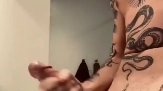 A guy jerks off and cums in his mouth