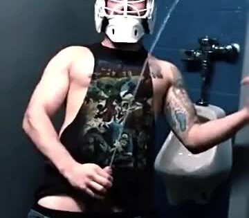 Str8 Hockey Piss Stud High Stream Exhib At Stadium Urinal For Buddies