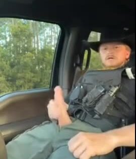 Officer Jerking His Cock Cumming