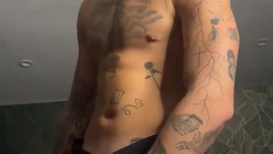 Tattedup White Boy Flashing His Hard Cock