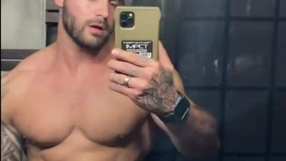 Stud Jerks Cums In The Mirror