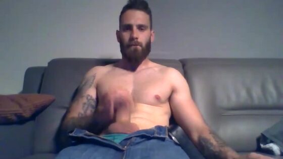 Redneck Stud Jerks It On The Couch Cums