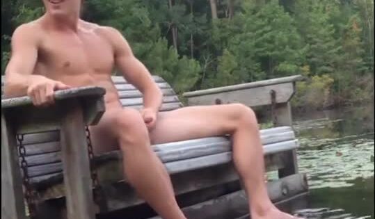 Redneck Stroking His Dick By The Lake
