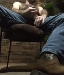 Sits Outdoors Smokes And Has A Wank