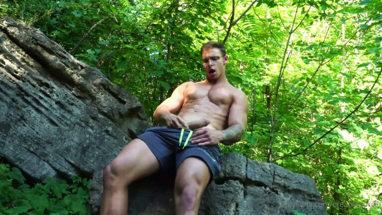 Blonde Jerks And Cums On Forest