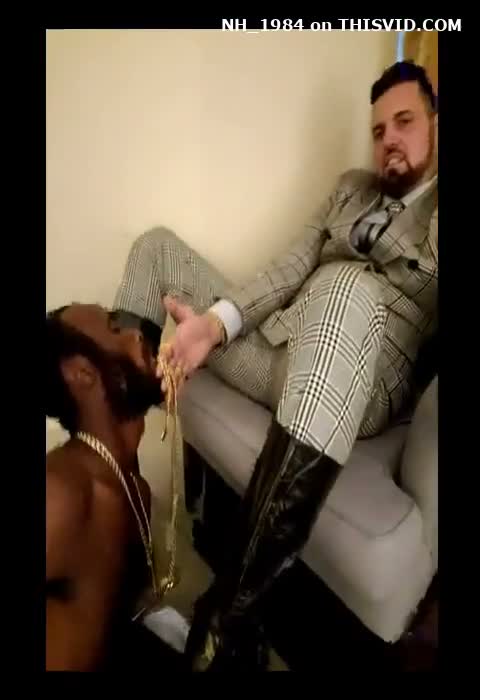King Spits On Black Slave As It Licks His Boots